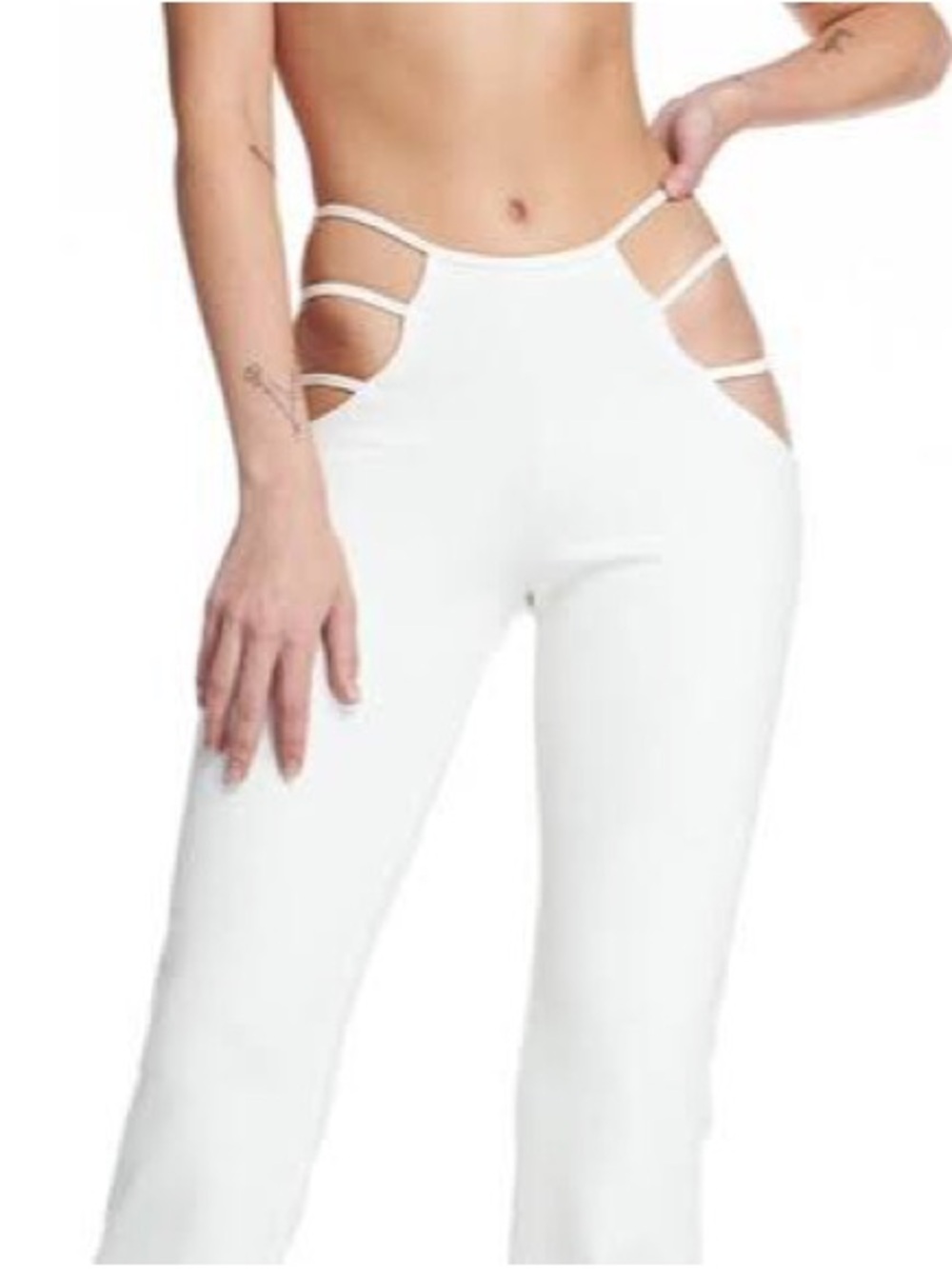 I.AM.GIA White High-Waist Cutout Wide-Leg Pants